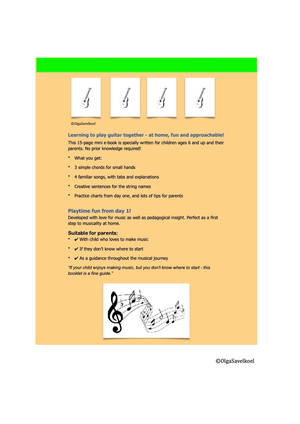 Learn guitar for children and parents Mini e-book: