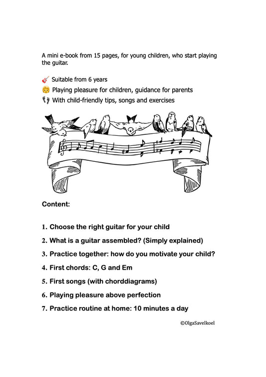 Learn guitar for children and parents Mini e-book: