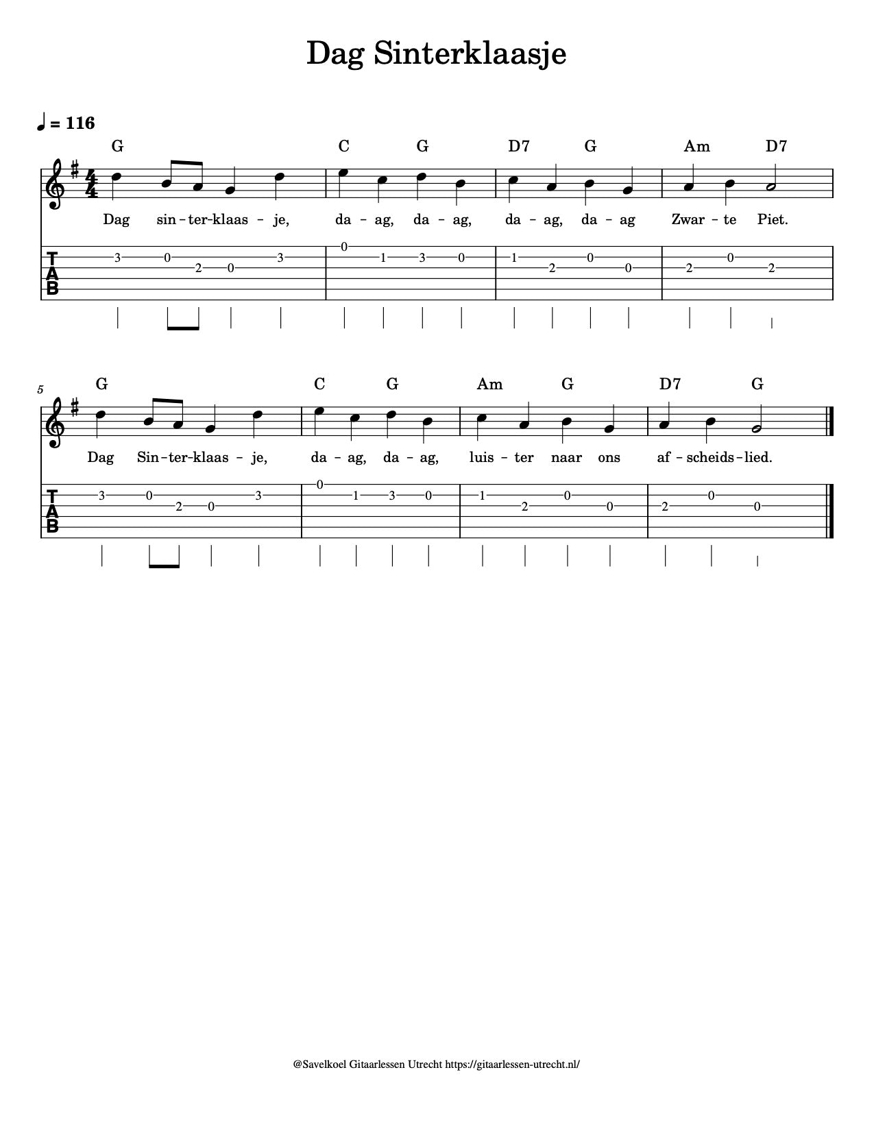 Sinterklaasliedjes voor de gitaar klassieke teksten